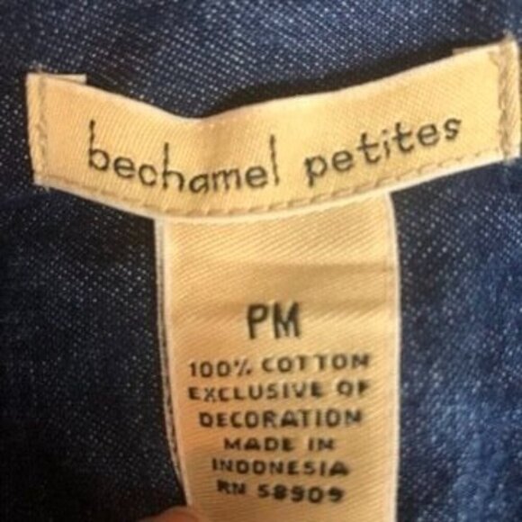 Bechamel Petites Womens Denim Button Shirt Jacket Sz PM School Bus Embroidered - Picture 8 of 12